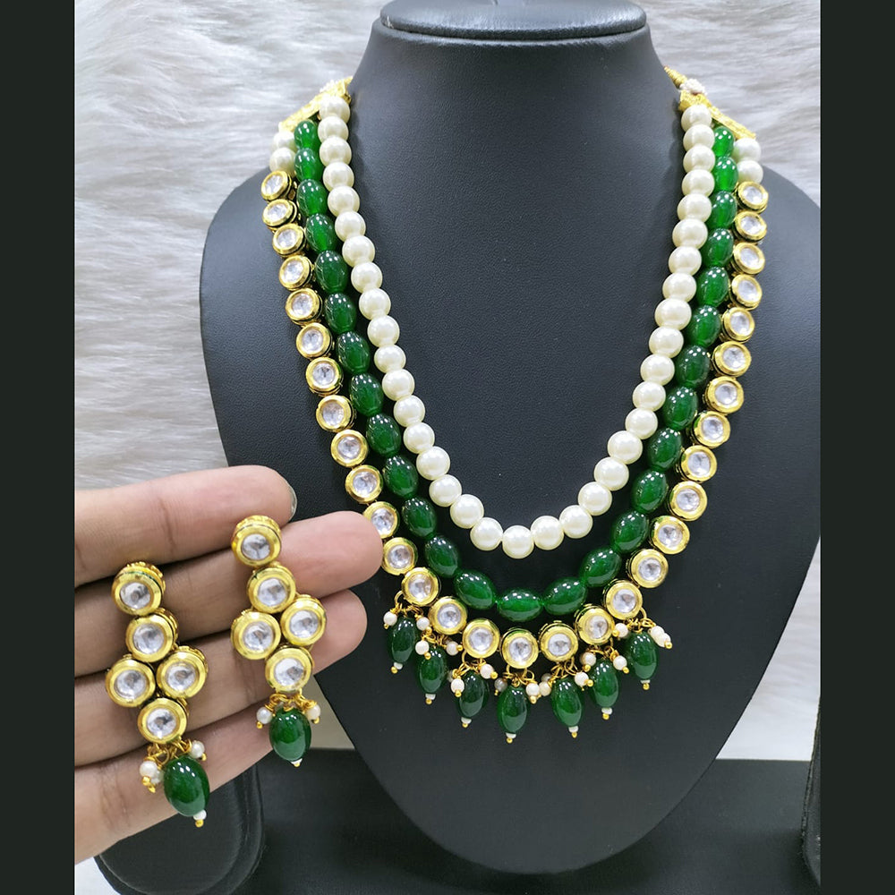 FS Collection Gold Plated Kundan Stone Necklace Set