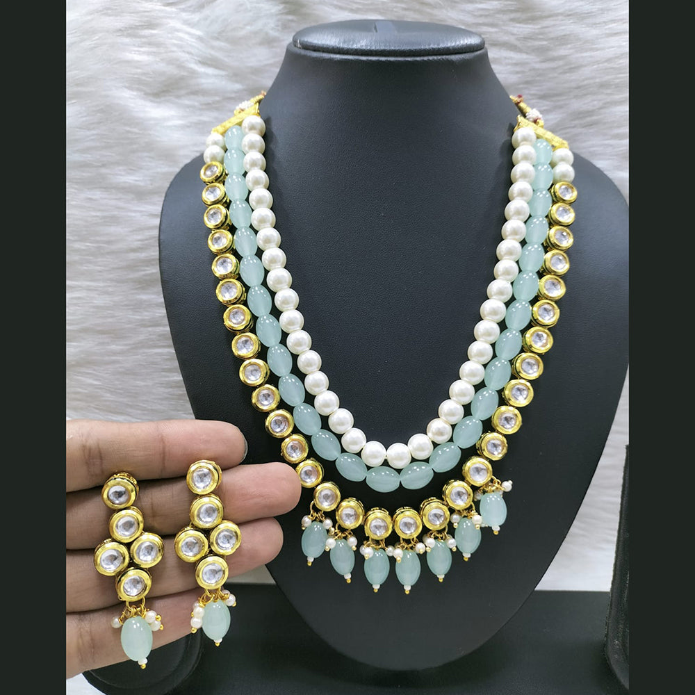 FS Collection Gold Plated Kundan Stone Necklace Set