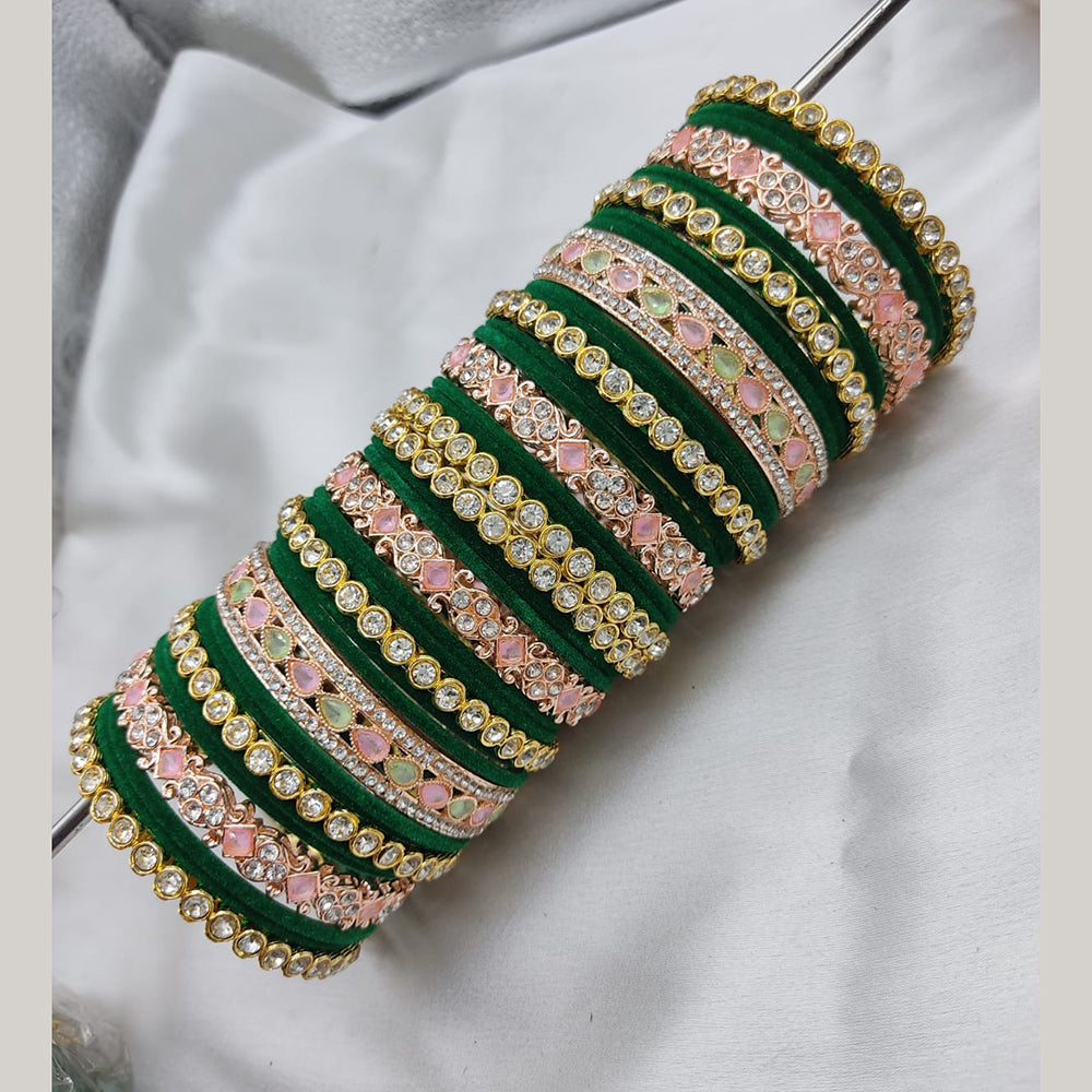 FS Collection Gold Plated Velvet Bangles Set