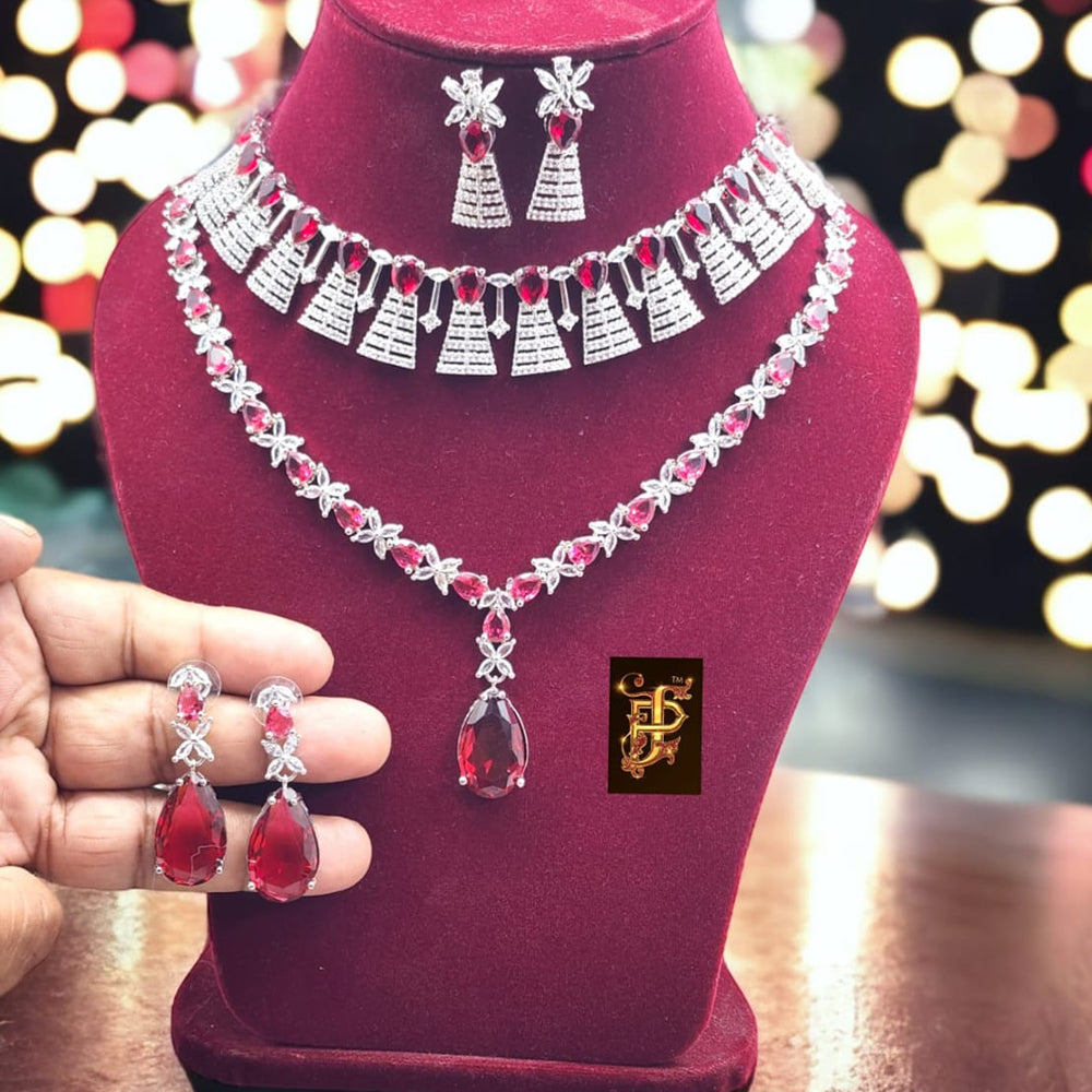 FS Collection Gold Plated Ad Stone Necklace Set