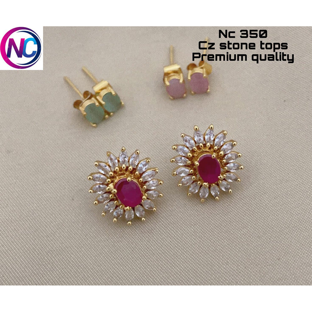 FS Collection Gold Plated CZ Stone Changeable Earrings
