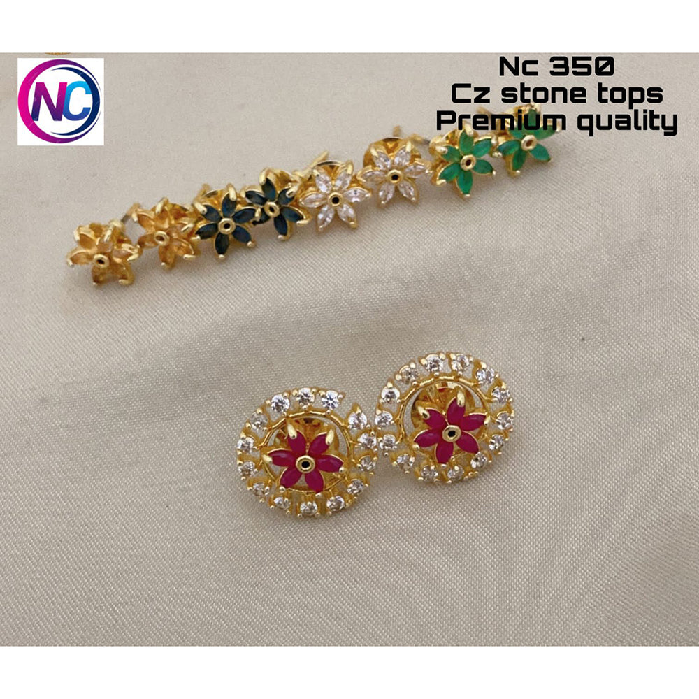 FS Collection Gold Plated CZ Stone Changeable Earrings