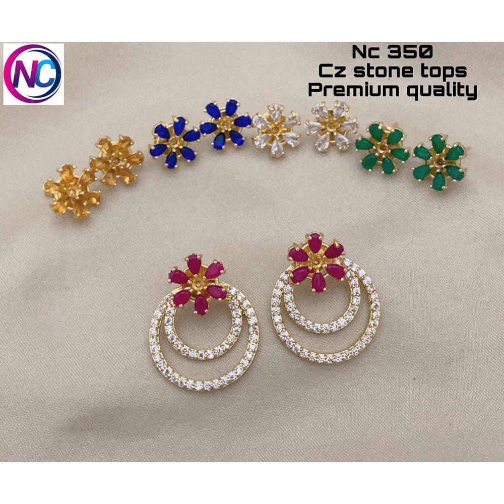 FS Collection Gold Plated CZ Stone Changeable Earrings