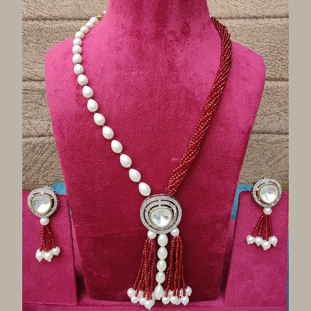 FS Collection Crystal And Pearl Long Necklace Set