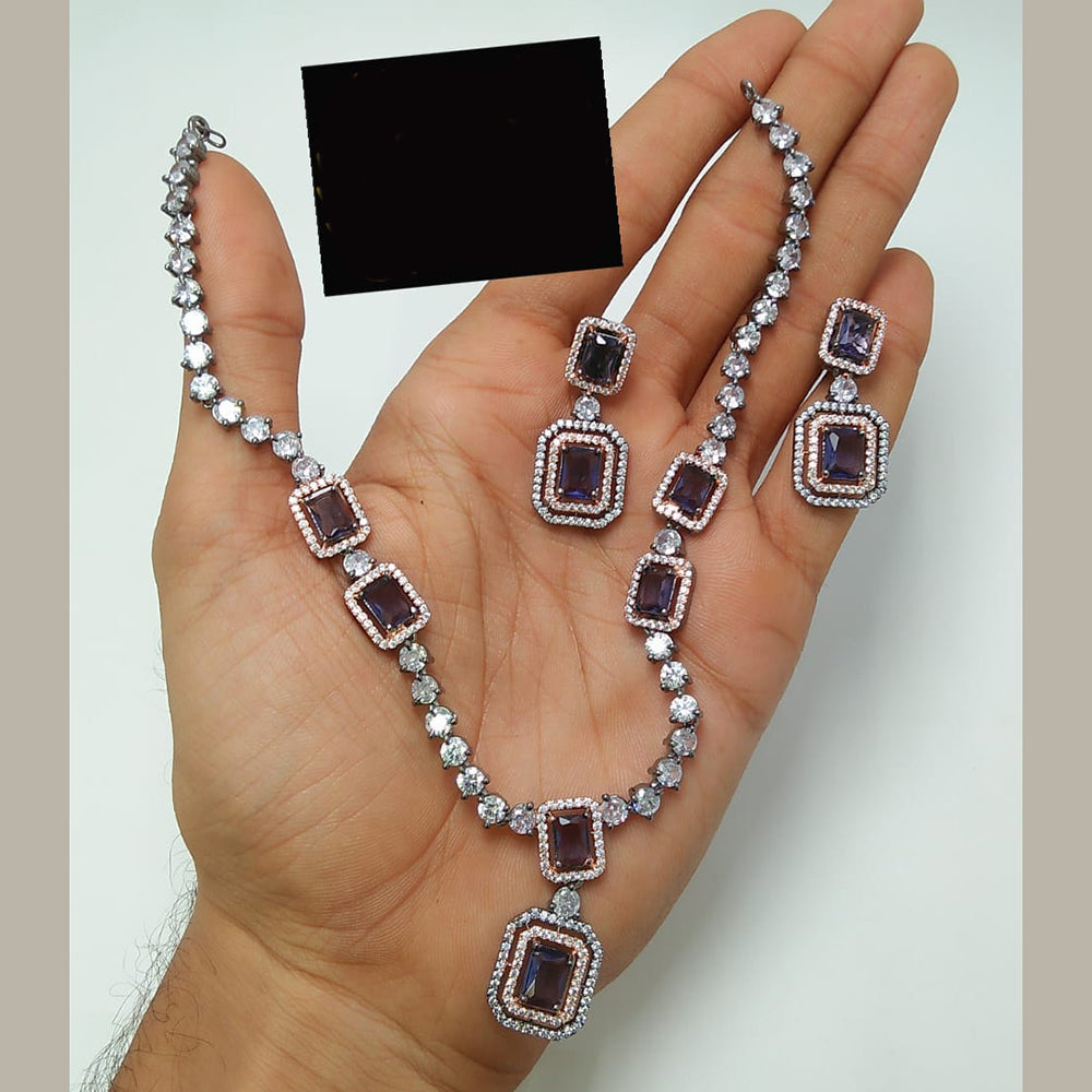 FS Collection 2 Tone Plated AD Necklace Set