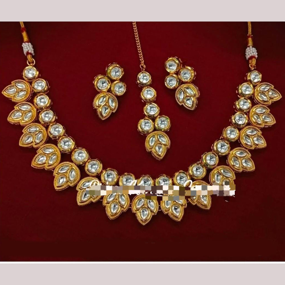 FS Collection Gold Plated Kundan Necklace Set
