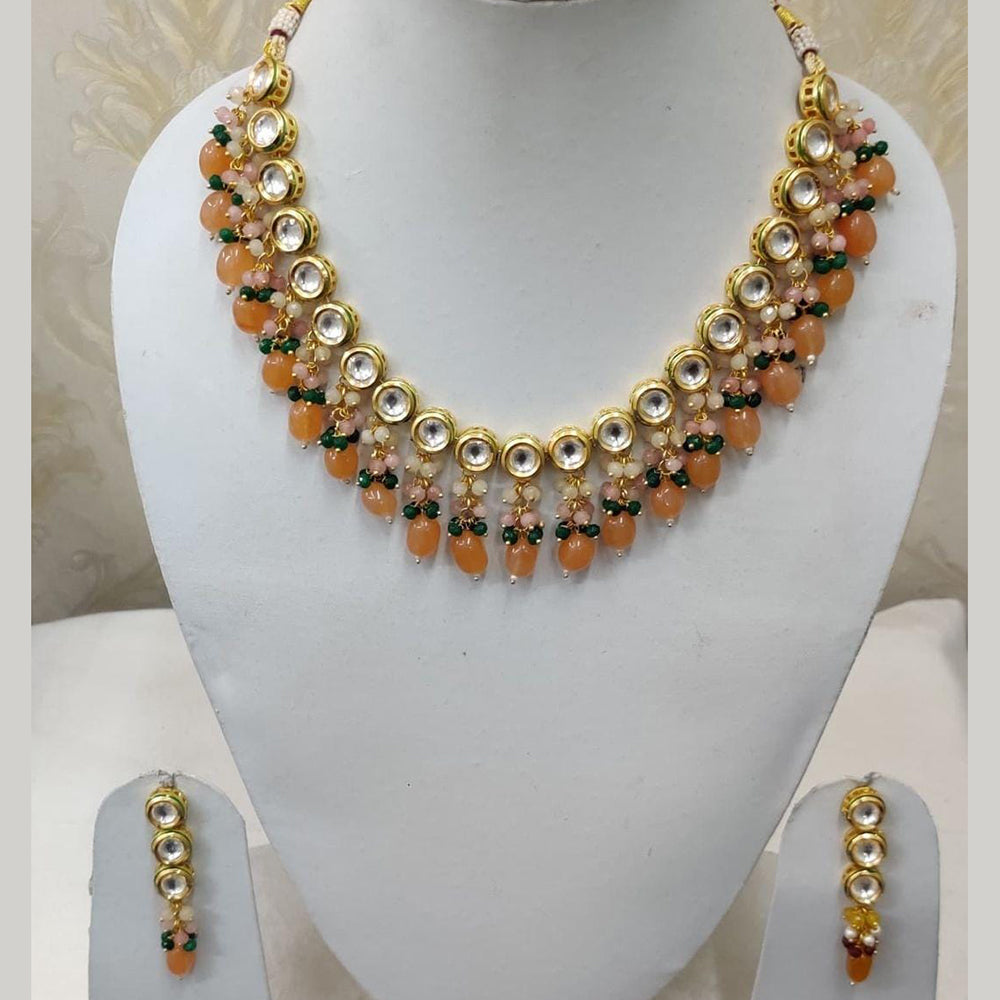 FS Collection Gold Plated Kundan Necklace Set