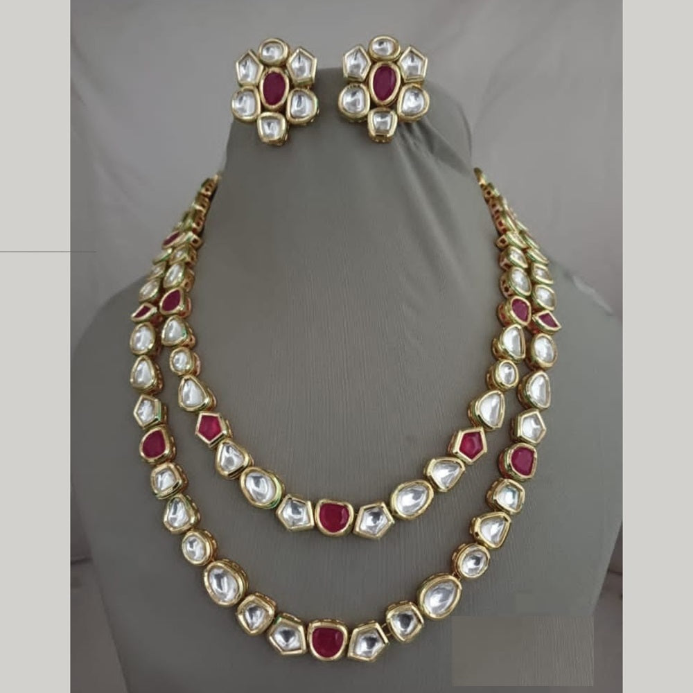 FS Collection Gold Plated Kundan Necklace Set