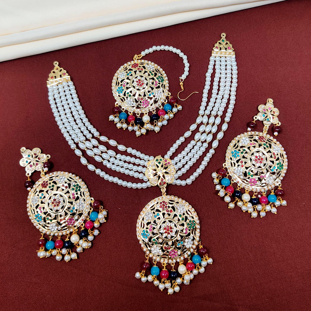 FS Collection Gold Plated Austrian Stone Choker Necklace Set