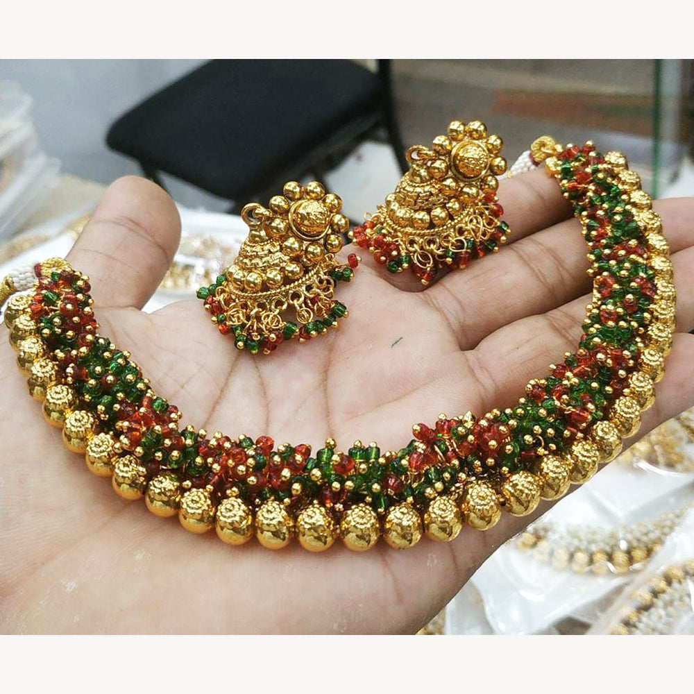 FS Collection Gold Plated Pearl Necklace Set