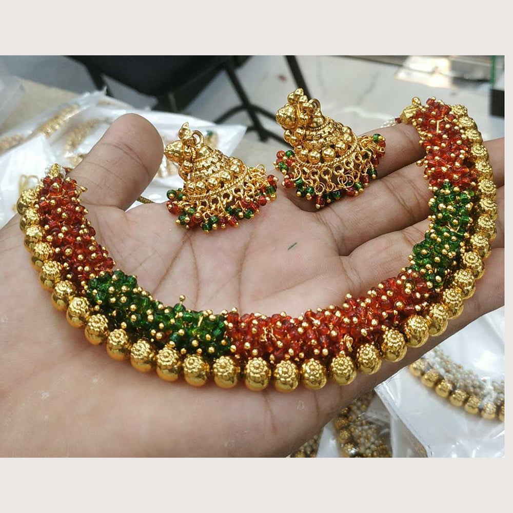 FS Collection Gold Plated Pearl Necklace Set