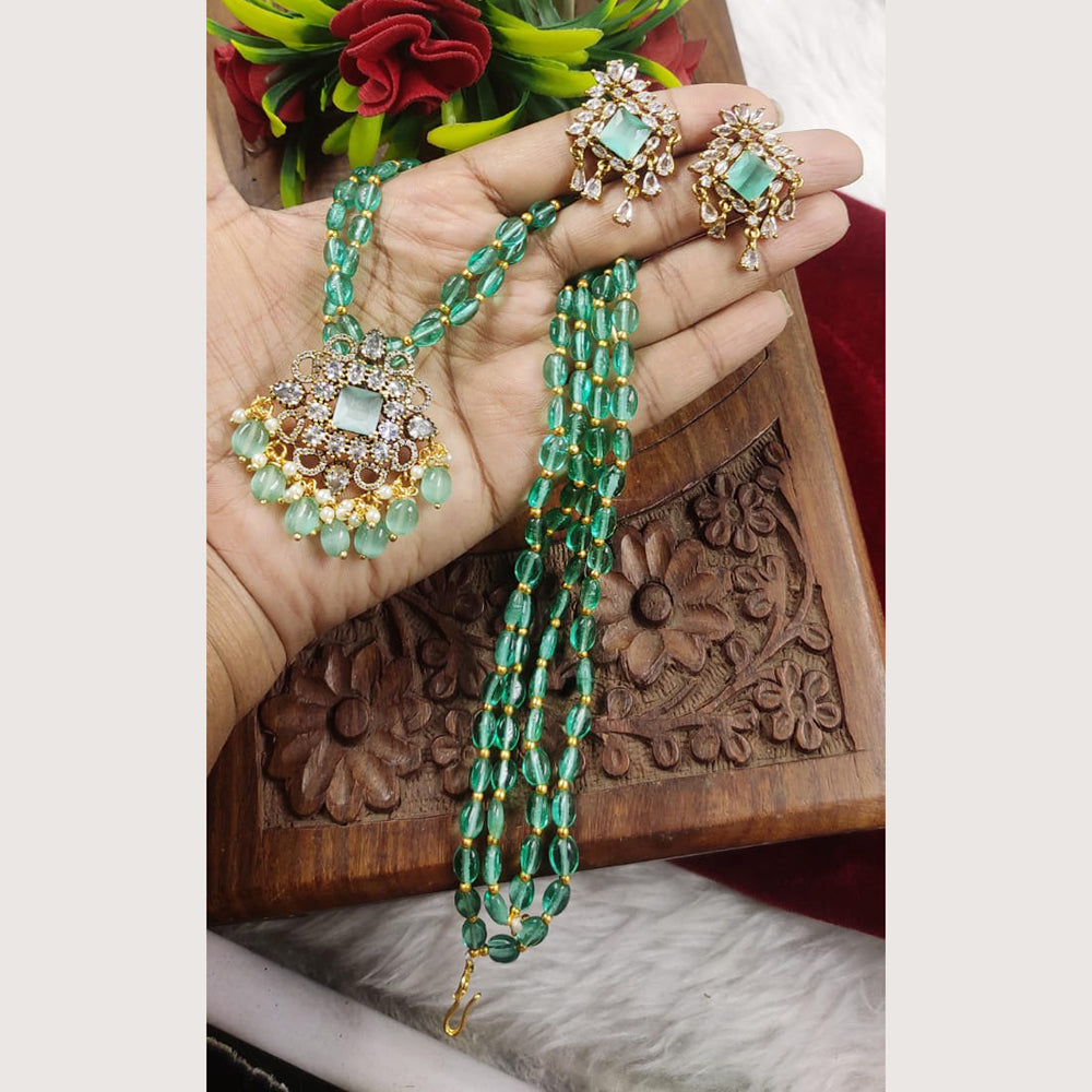 FS Collection Gold Plated Crystal Beads Long Necklace Set