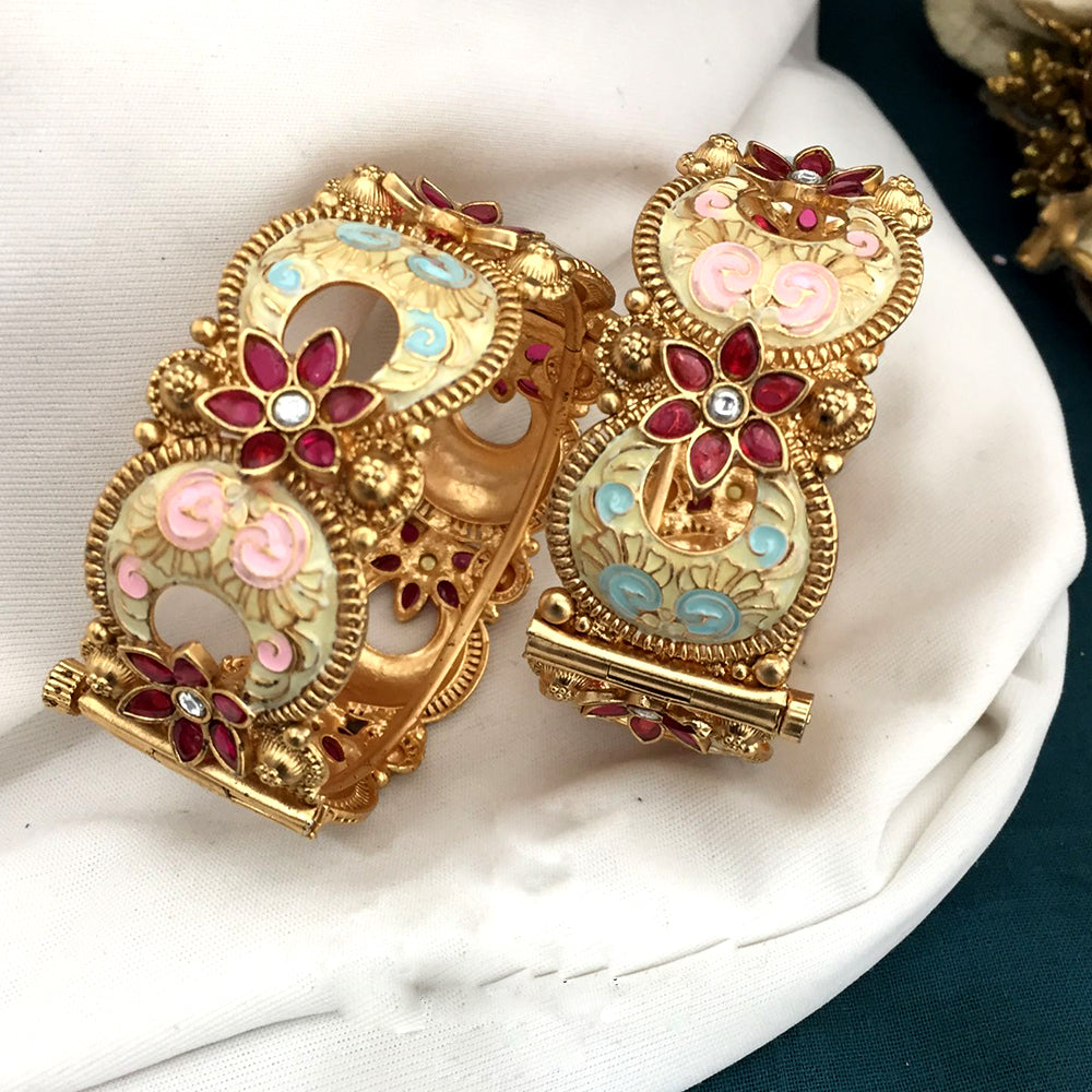 FS Collection Gold Plated Openable Bangles Set
