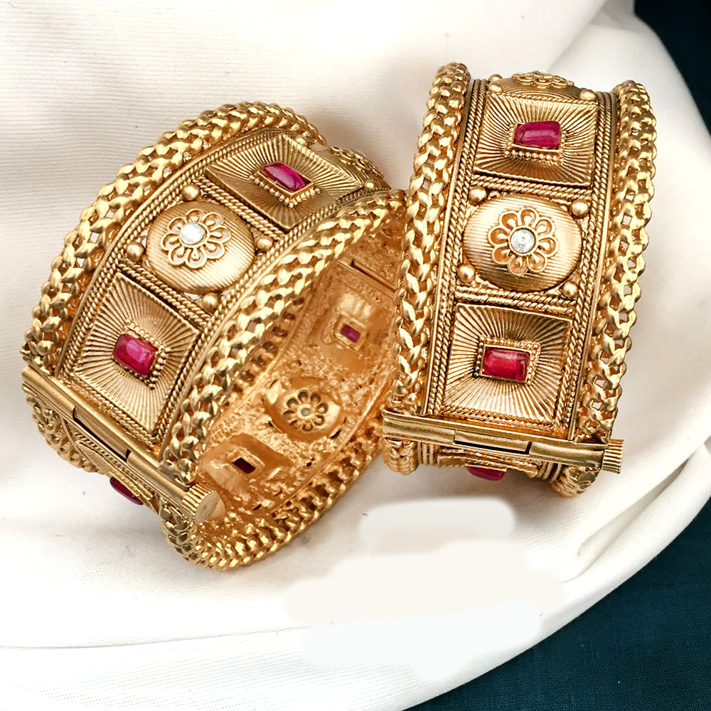 FS Collection Gold Plated Openable Bangles Set