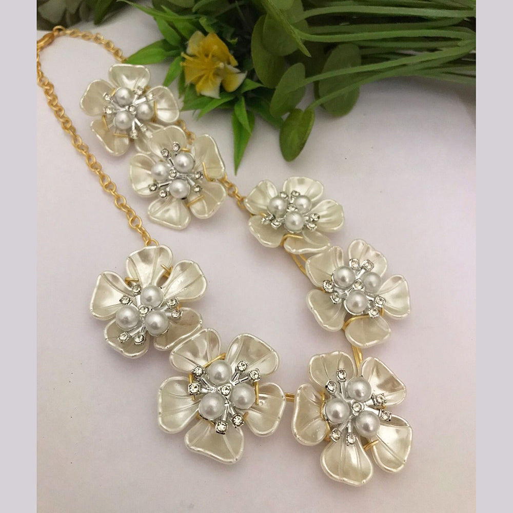 FS Collection Gold Plated Pearl Necklace Set