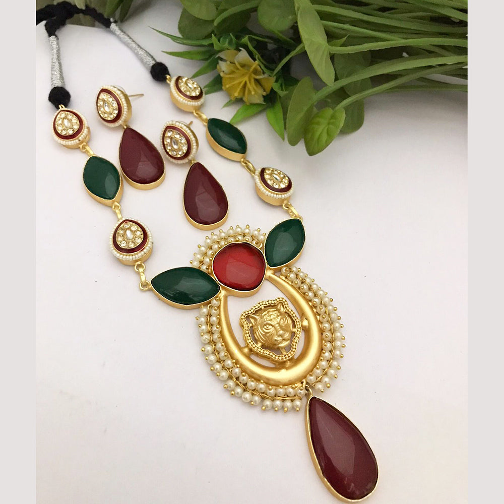 FS Collection Gold Plated Crystal Stone Necklace Set