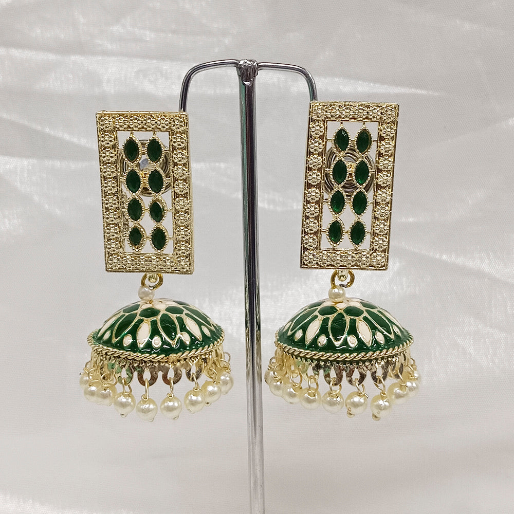Darshana Jewels Gold Plated Kundan Stone And Meenakari Jhumki
