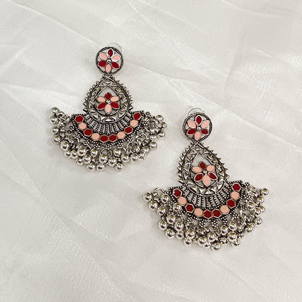 Darshana Jewels Oxidised Plated  Meenakari Dangler Earrings