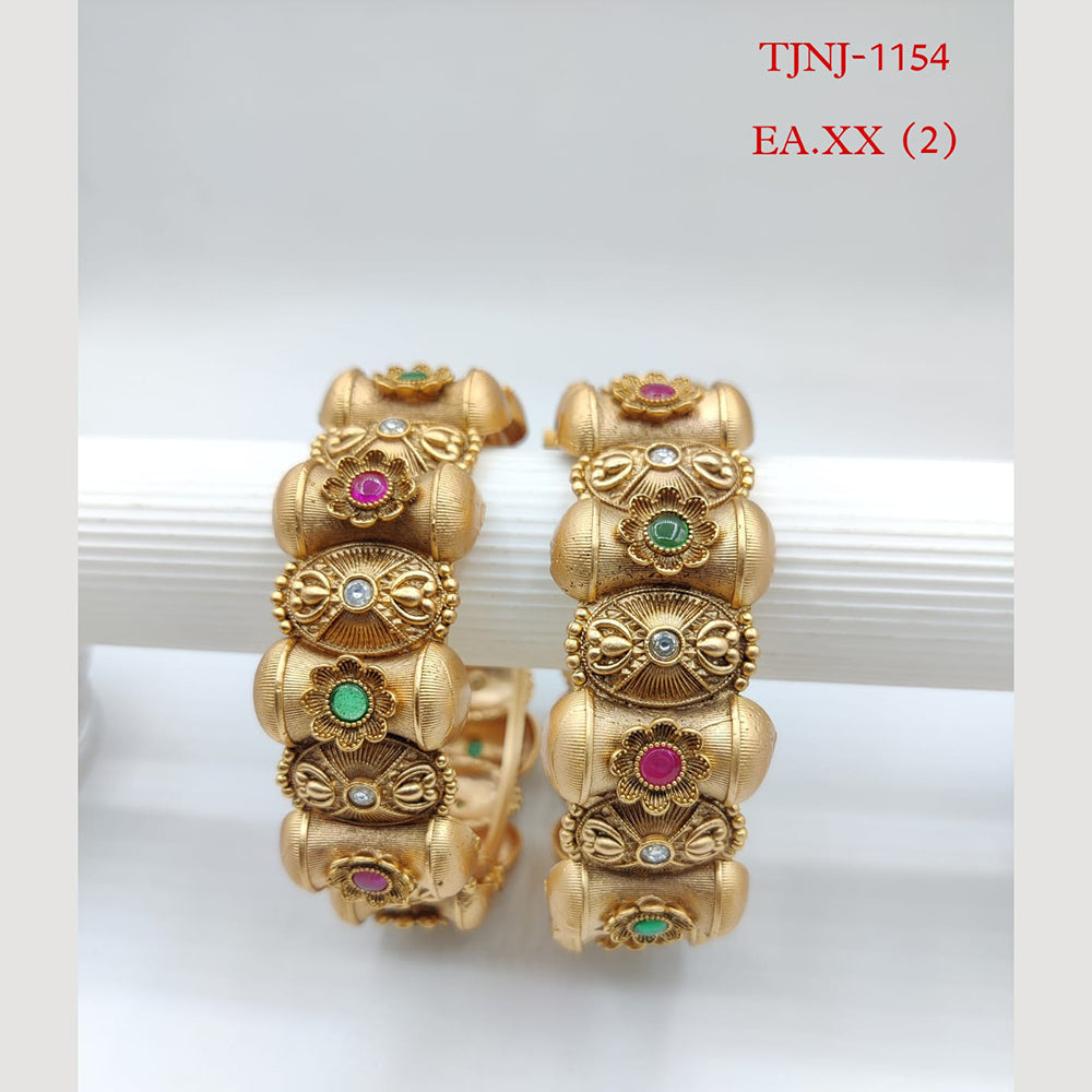 Choice Gold Plated Pota Stone Bangles Set