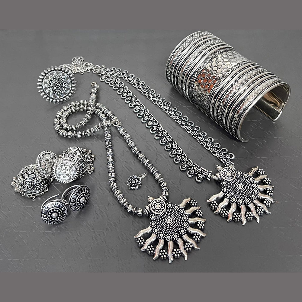 Akruti Collection Oxidised Plated Combo Set