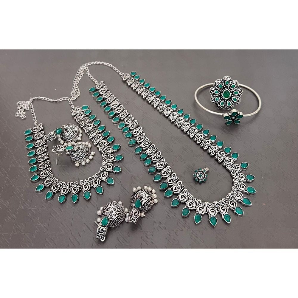 Akruti Collection Oxidised Combo Set