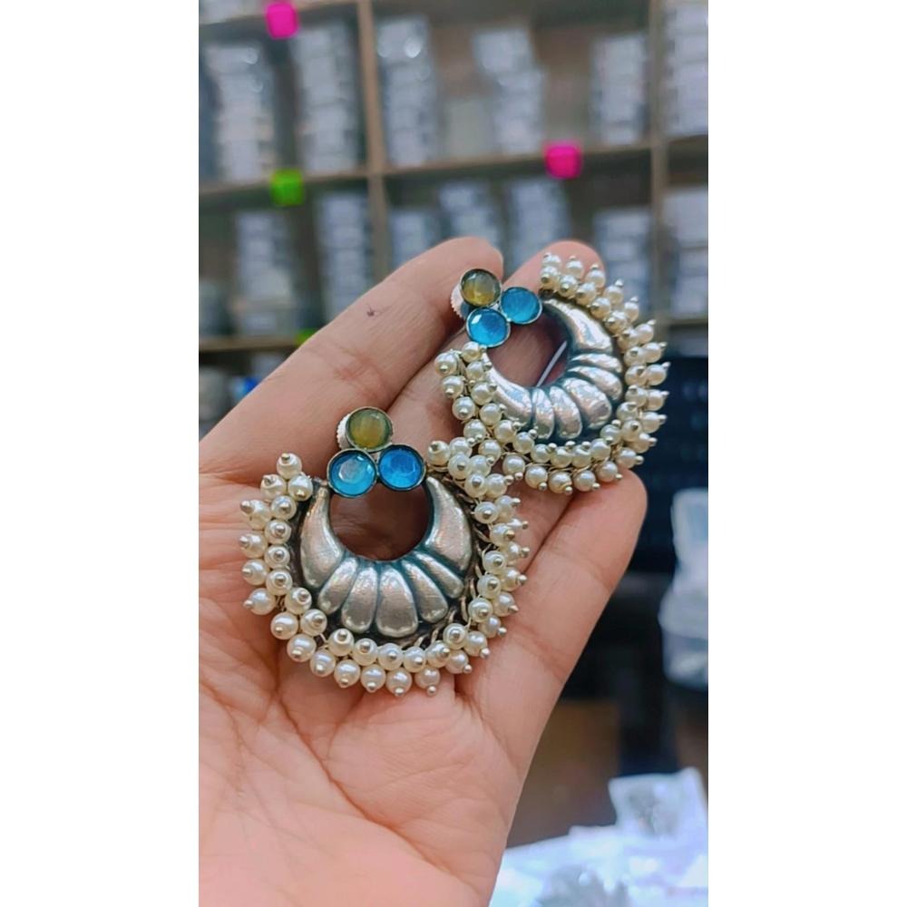 Akruti Collection Oxidised Plated Crystal Stone Dangler Earrings