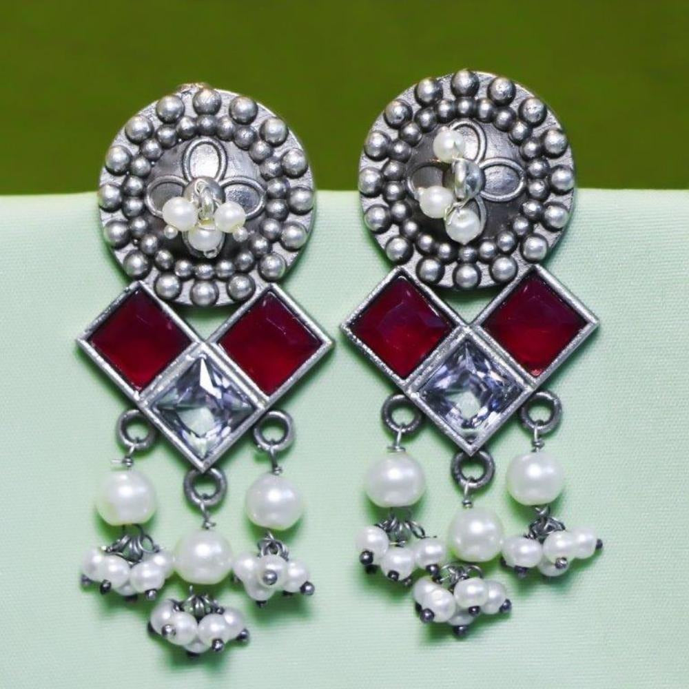 Akruti Collection Oxidised Plated Crystal Stone Dangler Earrings