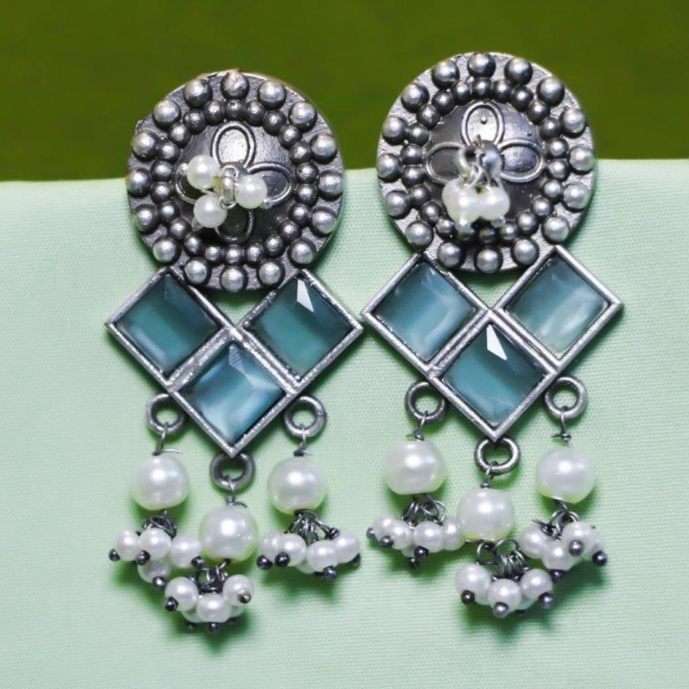 Akruti Collection Oxidised Plated Crystal Stone Dangler Earrings