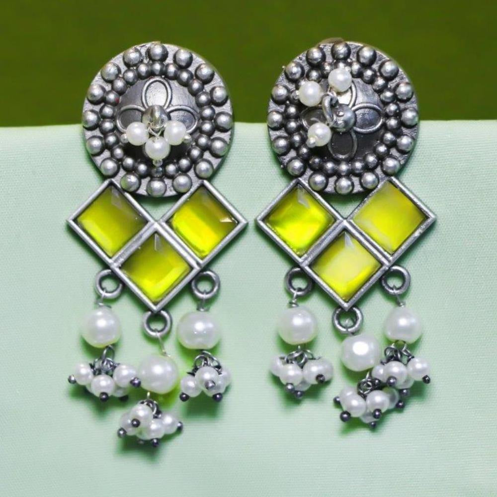 Akruti Collection Oxidised Plated Crystal Stone Dangler Earrings