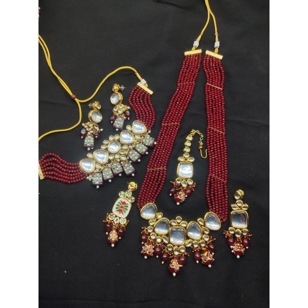 Akruti Collection Gold Plated Kundan Stone Necklace Combo
