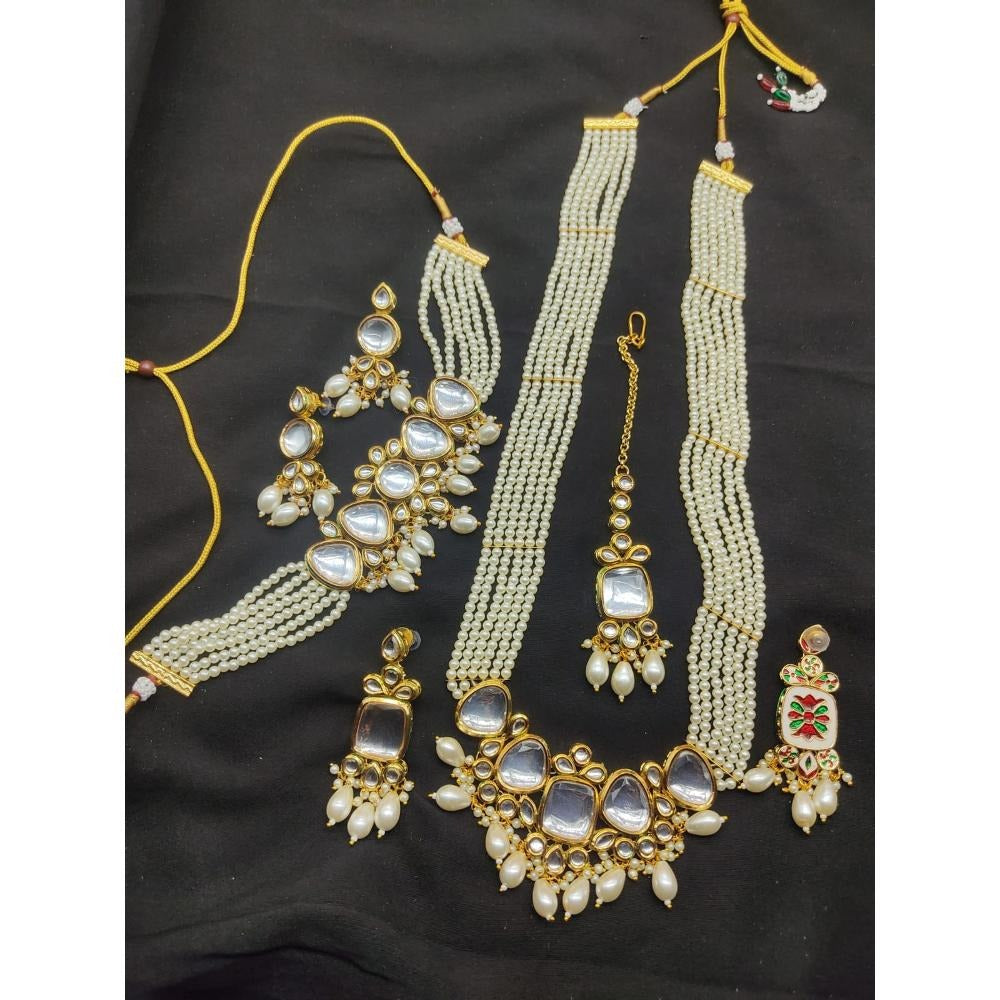 Akruti Collection Gold Plated Kundan Stone Necklace Combo