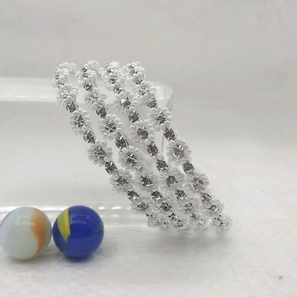 Star Bangles Silver Plated Pearl Bangle Set