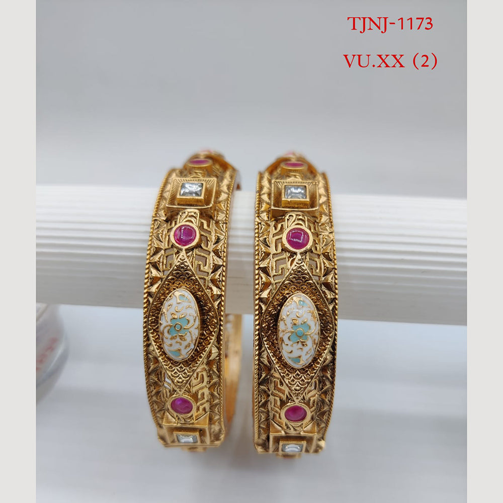 Choice Gold Plated Pota Stone Bangles Set