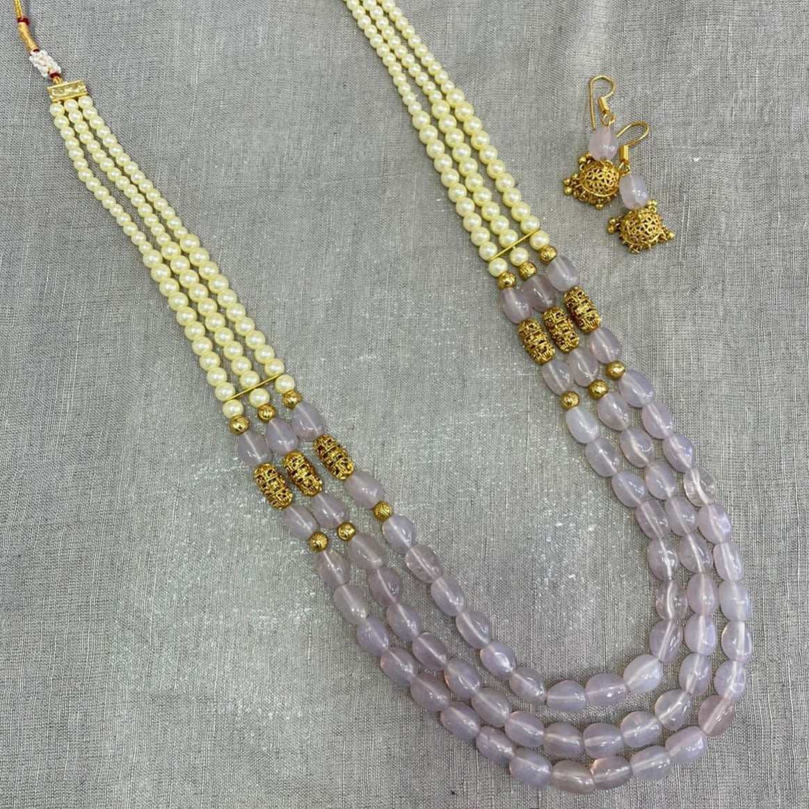 Jyoti Arts Gold Plated Beads Long Necklace Set