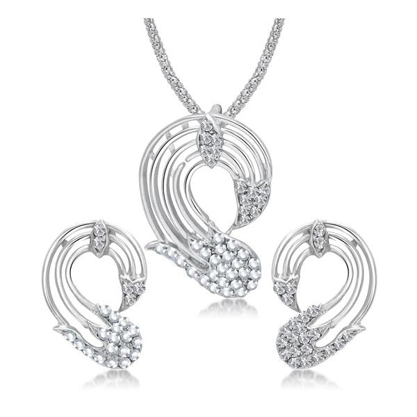 The99Jewel Austrian Stone Silver Plated Pendant Set - 1202010