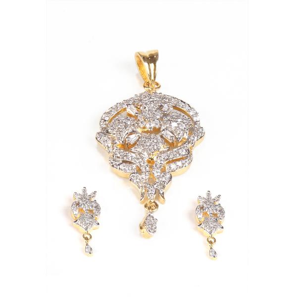 Tip Top Fashions AD Stone Gold Plated Pendant Set - 1202115