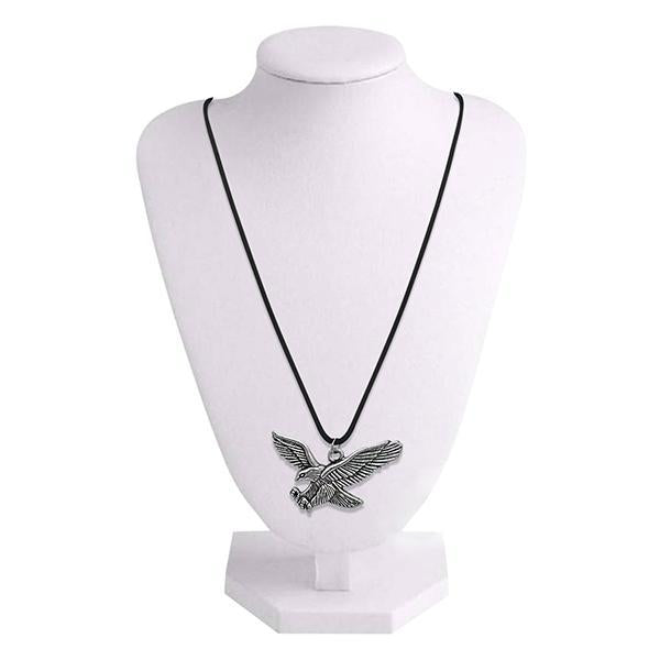 Urthn Rhodium Plated Eagle Design Chain Pendant