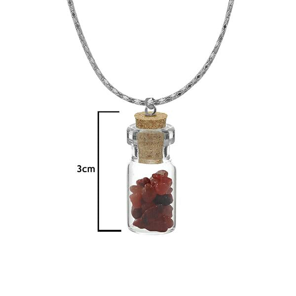 Urthn Multi Gem Stone Silver Plated Glass Chain Pendant - 1202433A