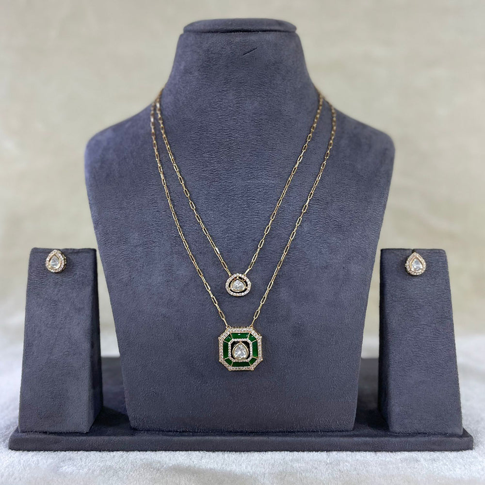 JewelTreeTz Gold Plated Meenakari Pendant Set