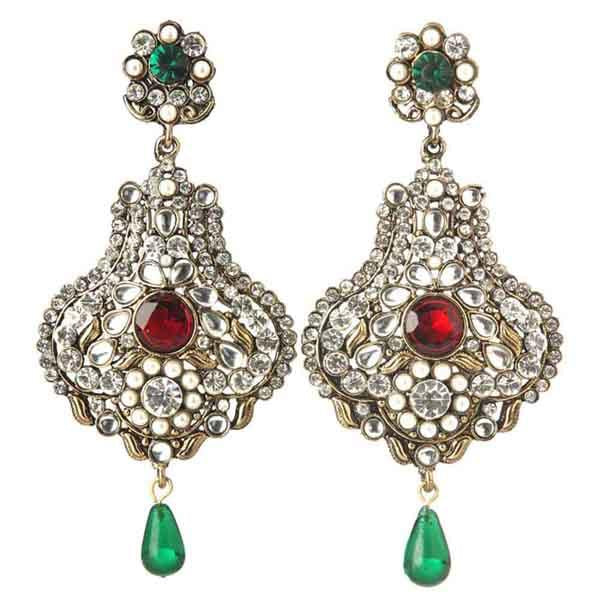 Tip Top Fashions Austrian Stone Green Drop Dangler Earrings - 1301020