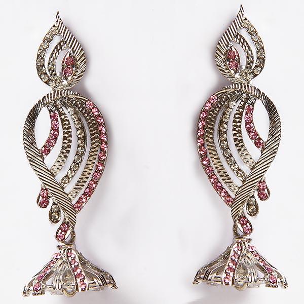 Soha Fashion Pink Austrian Stone Silver Plated Dangler Earrings - 1301434