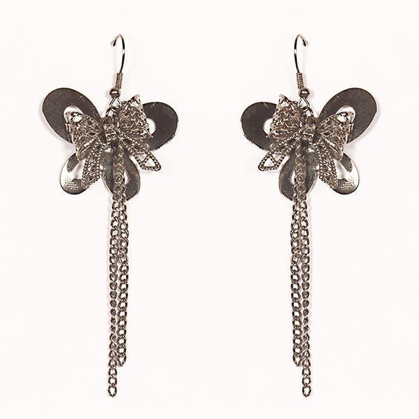 Urthn Butterfly Rhodium Plated Dangler Earrings - 1301614