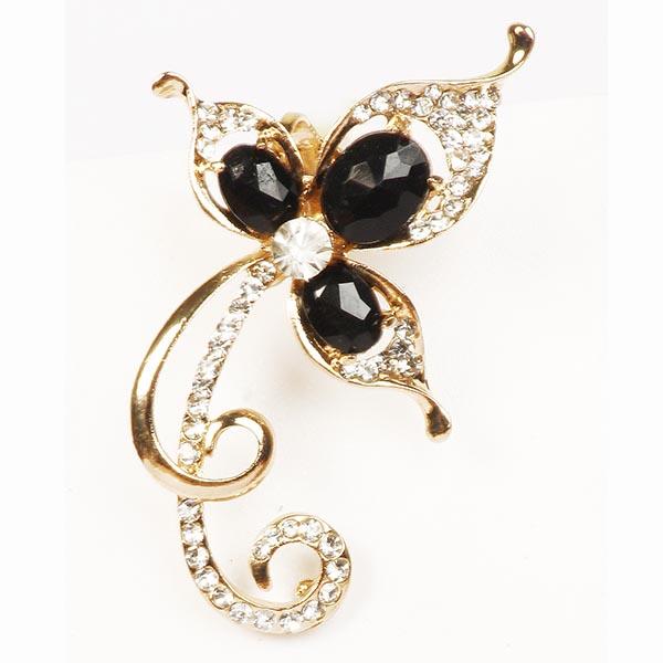 Urthn Gold Plated Black Austrian Stone Ear Cuff - 1302502