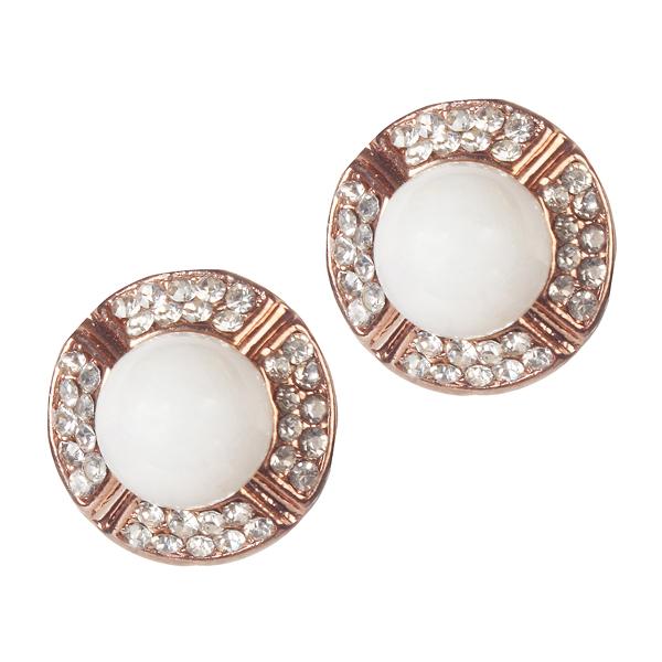 Urbana Glass Pearl Rose Gold Plated Stud Earrings - 1306802