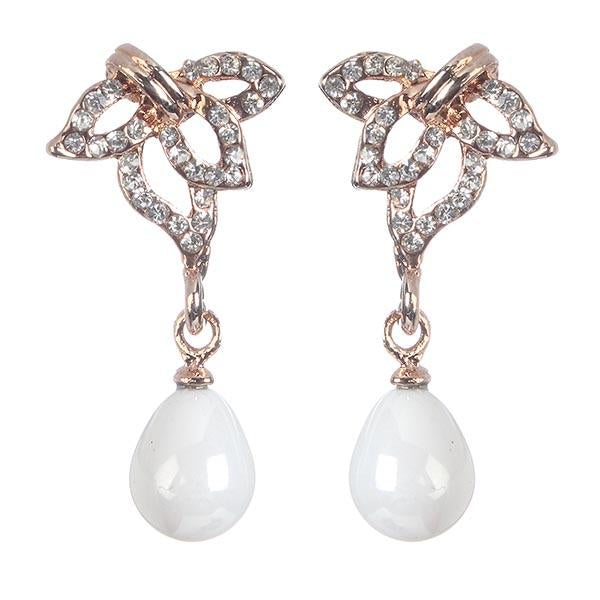 Urbana Glass Pearl Rose Gold Plated Dangler Earrings - 1306838