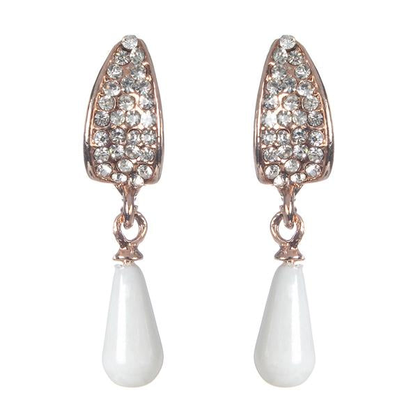 Urbana Glass Pearl Austrian Stone Dangler Earrings - 1306868