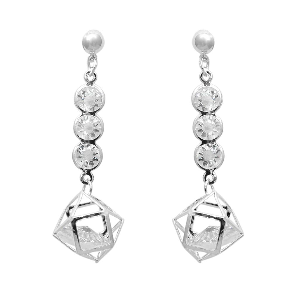 Urthn Silver Plated Austrian Stone Dangler Earrings - 1307949