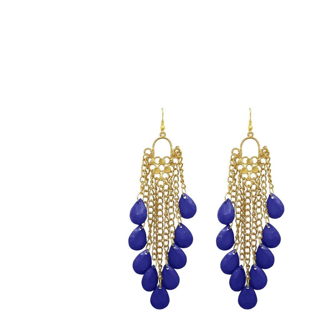 Urthn Gold Plated Blue Drop Dangler Earrings - 1307964A