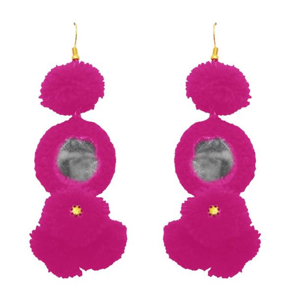 Jeweljunk Pink Thread Mirror Gold Plated Earrings - 1308306D