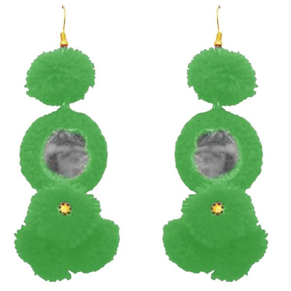 Jeweljunk Green Thread Mirror Gold Plated Earrings - 1308306G